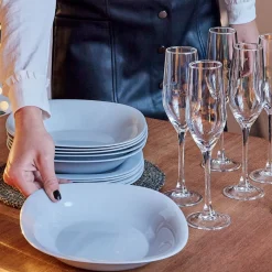 Assiette creuse grise 21 cm Carine
