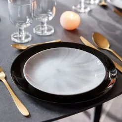 Assiette noire 25 cm Diwali