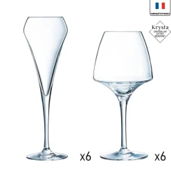 Ensemble 12 pièces Open Up - verre à pied 32cl et flute à Champagne